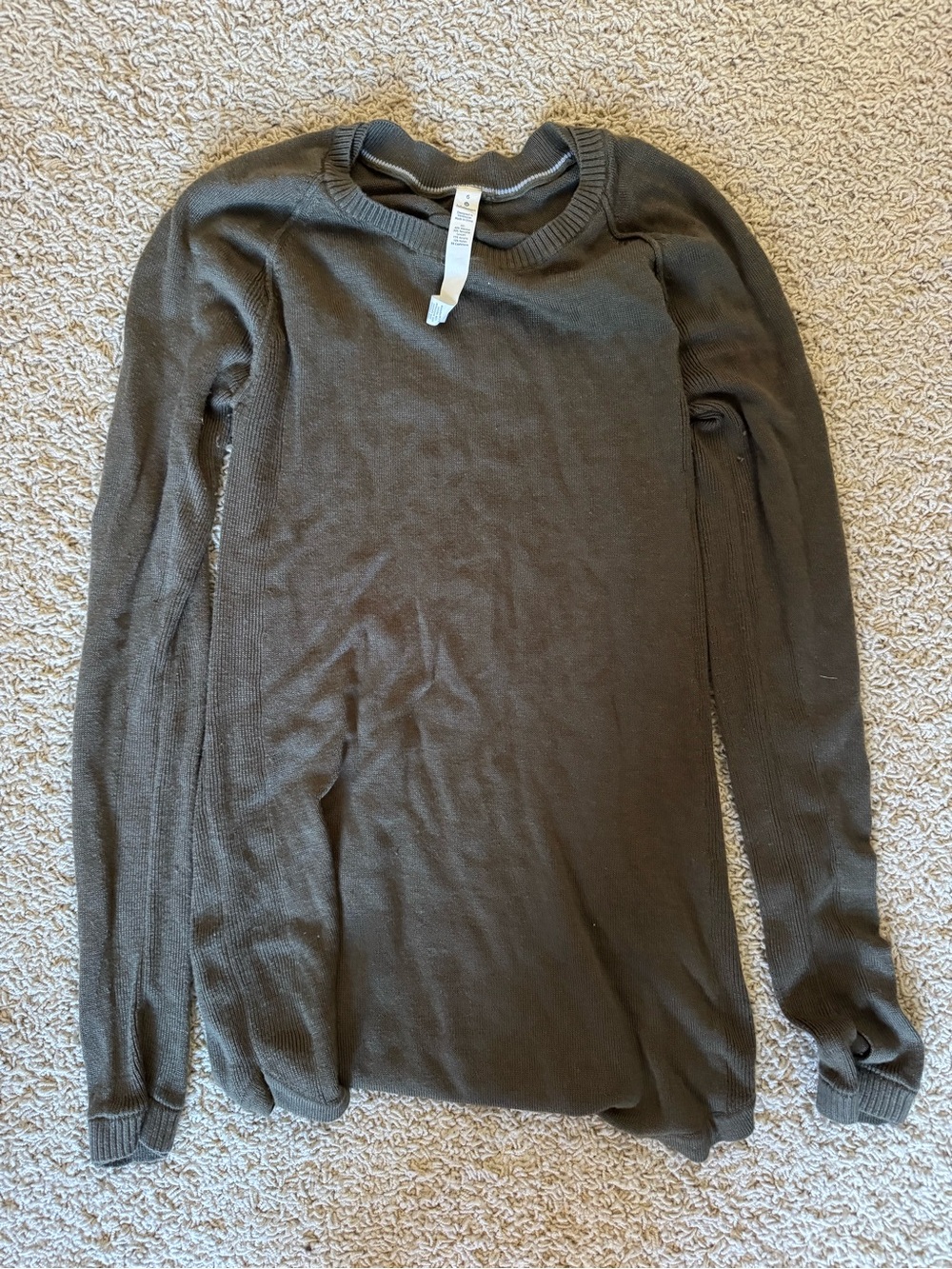 lululemon athletica Olive Green Long-Sleeve Crewneck Shirt